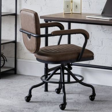 Gehry Faux Leather Upholstered Office Chair In Brown