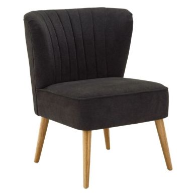 Geneva Chenille Fabric Wingback Bedroom Chair In Charcoal