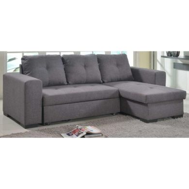 Gianni Linen Fabric Storage Chaise Sofa Bed In Grey