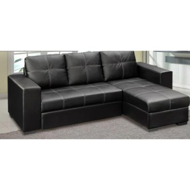 Gianni PU Leather Storage Chaise Sofa Bed In Black