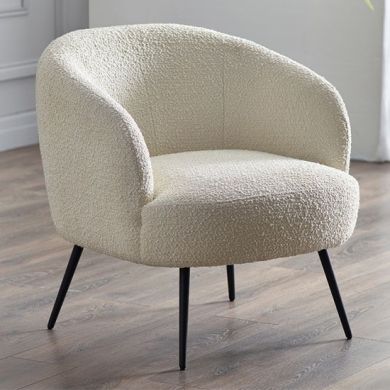 Gigi Boucle Fabric Accent Chair In Ivory