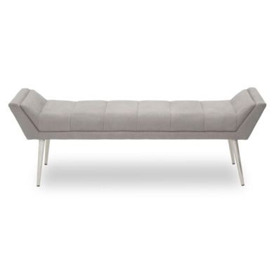 Gilden Fabric Upholstered Hallway Bench In Grey With Angular Legs