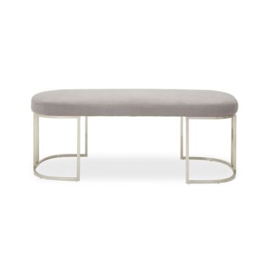 Gilden Fabric Upholstered Hallway Bench In Grey With Curved Legs