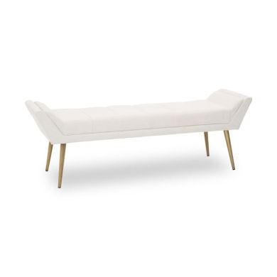 Gilden Fabric Upholstered Hallway Bench In Natural With Angular Legs