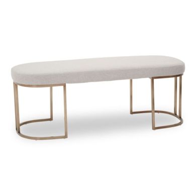 Gilden Fabric Upholstered Hallway Bench In Natural With Curved Legs