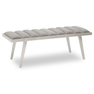 Gilden Velvet Upholstered Hallway Bench In Grey With Angular Legs