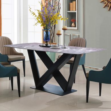 Glendale Marble Dining Table With Black Metal Frame