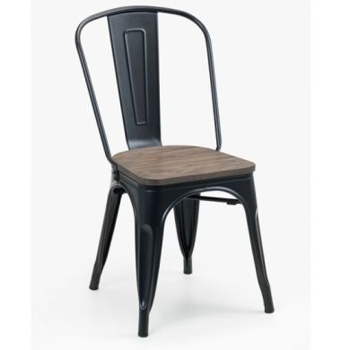 Grafton Metal Dining Chair In Mocha Elm Wooden Seat