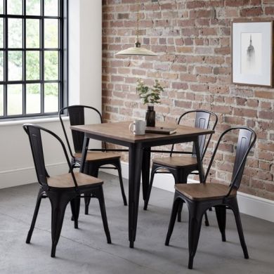 Grafton Square Wooden Dining Table In Mocha Elm With 4 Chairs