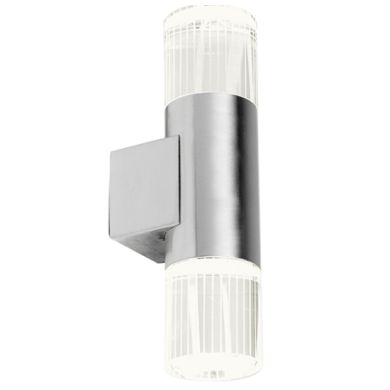 Grant Solid Crystal Diffusers 2 Lights Wall Light In Polished Stainless Steel