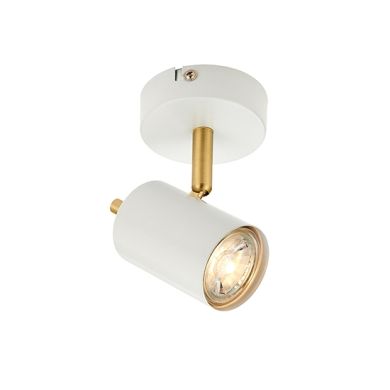 Gull 1 Lights Round Ceiling Light In Matt White And Satin Brass