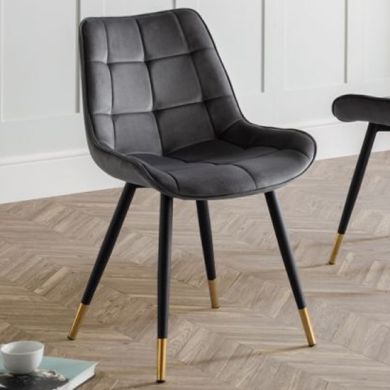 Hadid Velvet Dining Chair In Grey