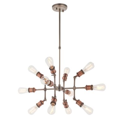 Hal 12 Lights Ceiling Pendant Light In Aged Pewter And Aged Copper