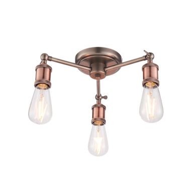 Hal 3 Lights Semi Flush Ceiling Light In Aged Pewter And Aged Copper