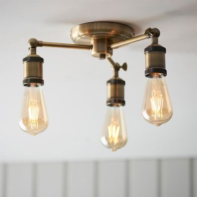 Hal 3 Lights Semi Flush Ceiling Light In Antique Brass