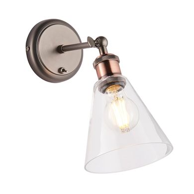 Hal Clear Glass Shade Wall Light In Aged Pewter And Aged Copper