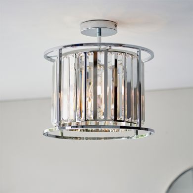 Hamilton 3 Lights Clear Glass Semi Flush Ceiling Light In Chrome