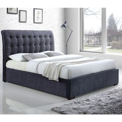 Hamilton Fabric Upholstered Double Bed In Dark Grey