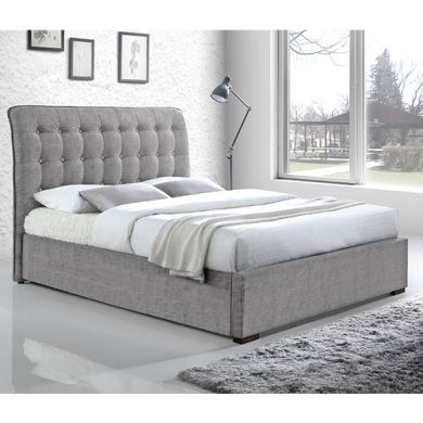 Hamilton Fabric Upholstered Double Bed In Light Grey