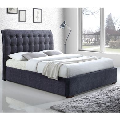 Hamilton Fabric Upholstered King Size Bed In Dark Grey