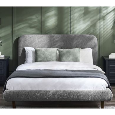 Hannah Boucle Fabric King Size Bed In Grey