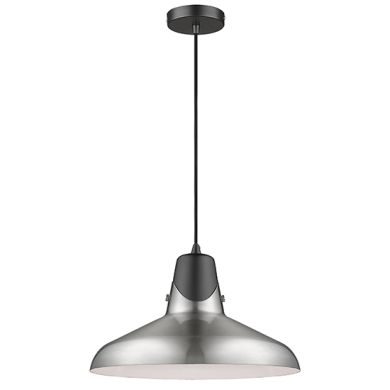 Hanwell 1 Bulb Ceiling Pendant Light In Satin Nickel And Matt Black