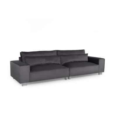 Harleston Fabric 4 Seater Sofa In Steel With Chrome Metal Legs
