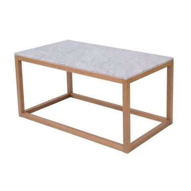 Harlow White Marble Coffee Table With Oak Wooden Base