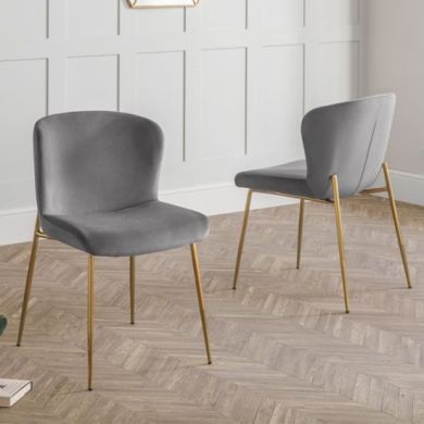 Harper Grey Velvet Dining Chairs In Pair