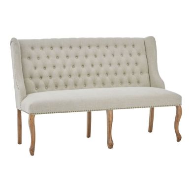 Harrison Linen Fabric Upholstered 2 Seater Hallway Seating Bench In Natural