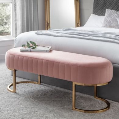 Harrogate Velvet Upholstered Hallway Bench In Dusky Pink