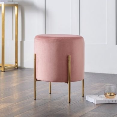 Harrogate Velvet Upholstered Seating Stool In Dusky Pink