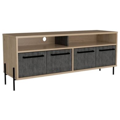 Harvard Wide Wooden TV Stand In Washed Oak With 4 Doors