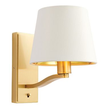 Harvey White Shade Wall Light In Brushed Gold
