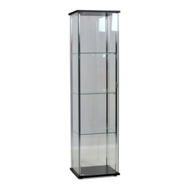 Hatton Clear Glass Display Unit In Chrome And Black With 1 Door