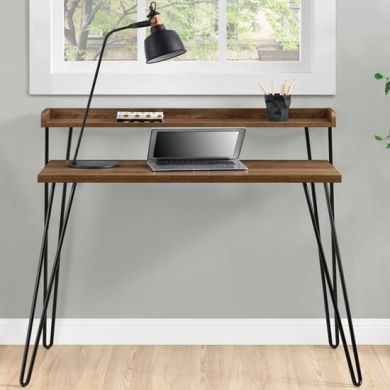Haven Wooden Retro Laptop Desk With Riser In Walnut