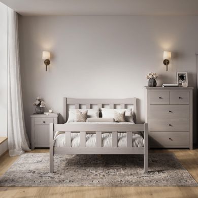 Havana Wooden Double Bed In Grey
