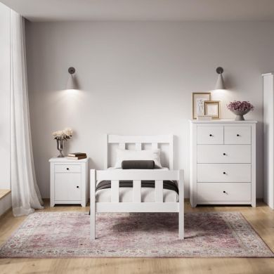 Havana Wooden Single Bed In White