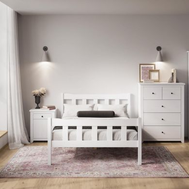 Havana Wooden Double Bed In White