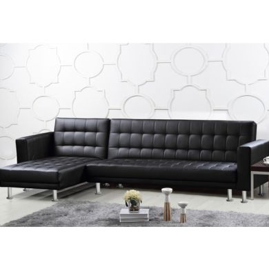 Hawthorn Corner Multi Functional PU And PVC Sofa Bed In Black