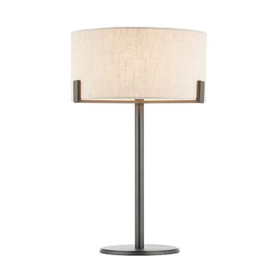 Hayfield Natural Linen Fabric Shade Table Lamp In Brushed Bronze