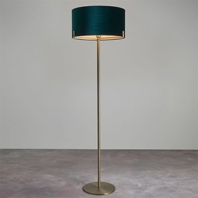 Hayfield Rich Green Cylinder Shade Floor Lamp In Nickel