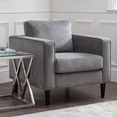 Hayward Chenille Fabric Upholstered Armchair In Elephant Grey
