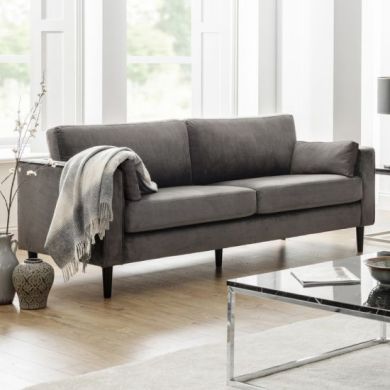 Hayward Velvet Upholstered 3 Seater Sofa In Grey