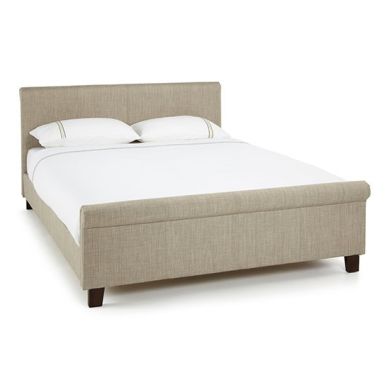 Hazel Fabric Upholstered Double Bed In Linen