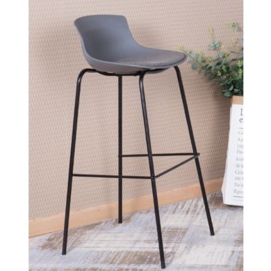 Helena Fabric Bar Stool In Grey And Black