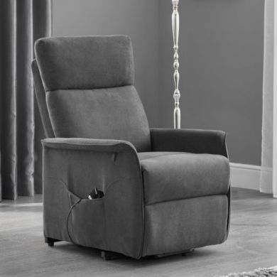 Helena Faux Leather Rise And Recliner Chair In Charcoal