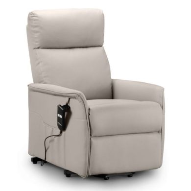 Helena Faux Leather Rise And Recliner Chair In Pebble