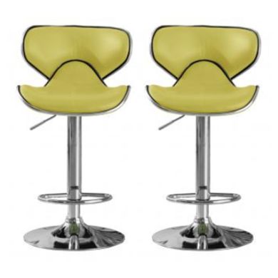 Hillside Lime Faux Leather Bar Stools In Pair With Chrome Base