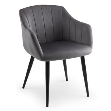 Hobart Scalloped Velvet Dining Chair In Grey